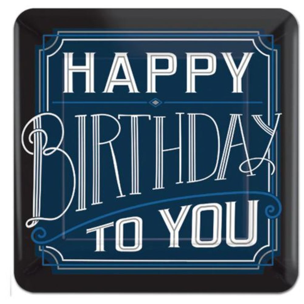 Happy Birthday Man Square Plates, 8ct