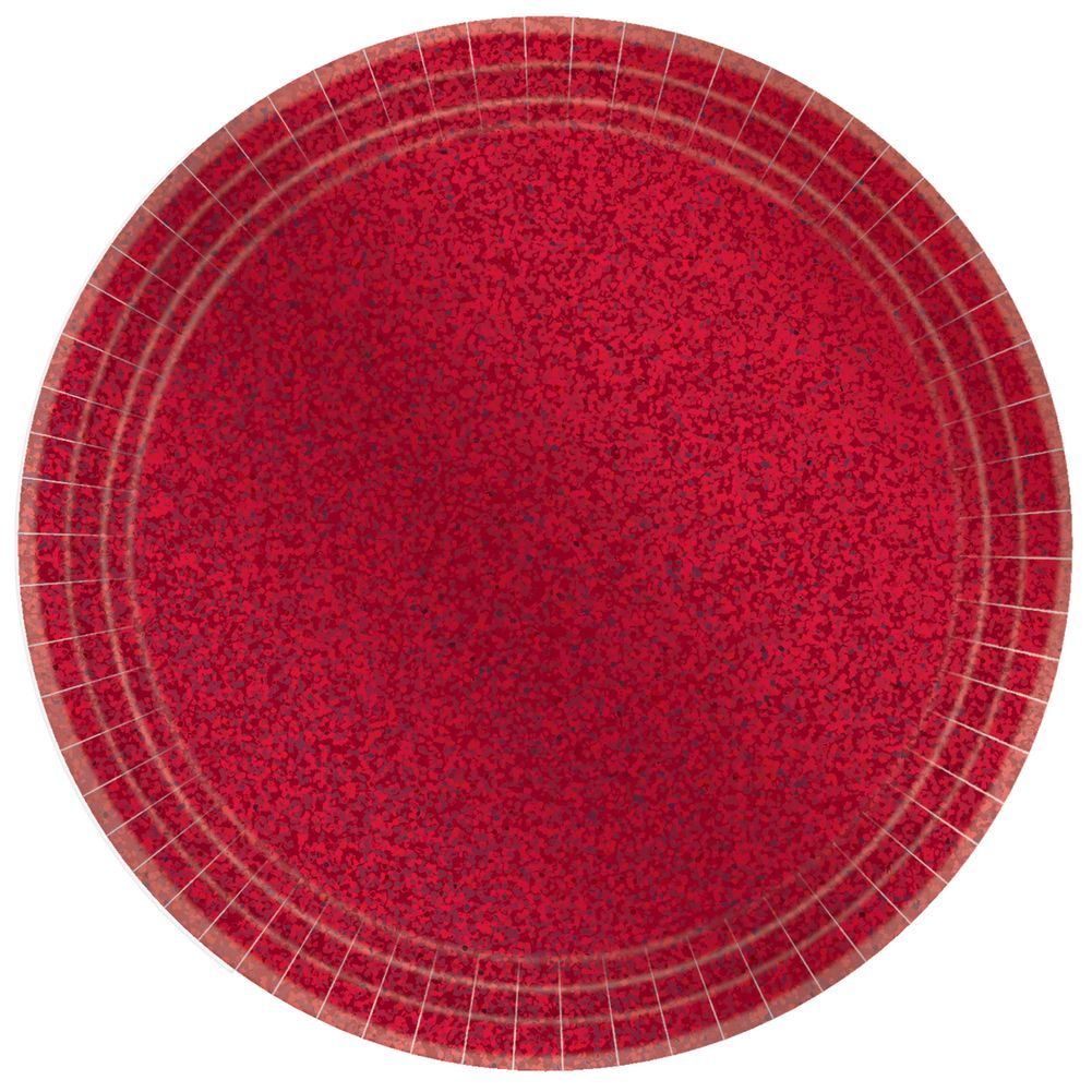 Apple Red 6.75" Round Paper Prismatic Plates 8 ct