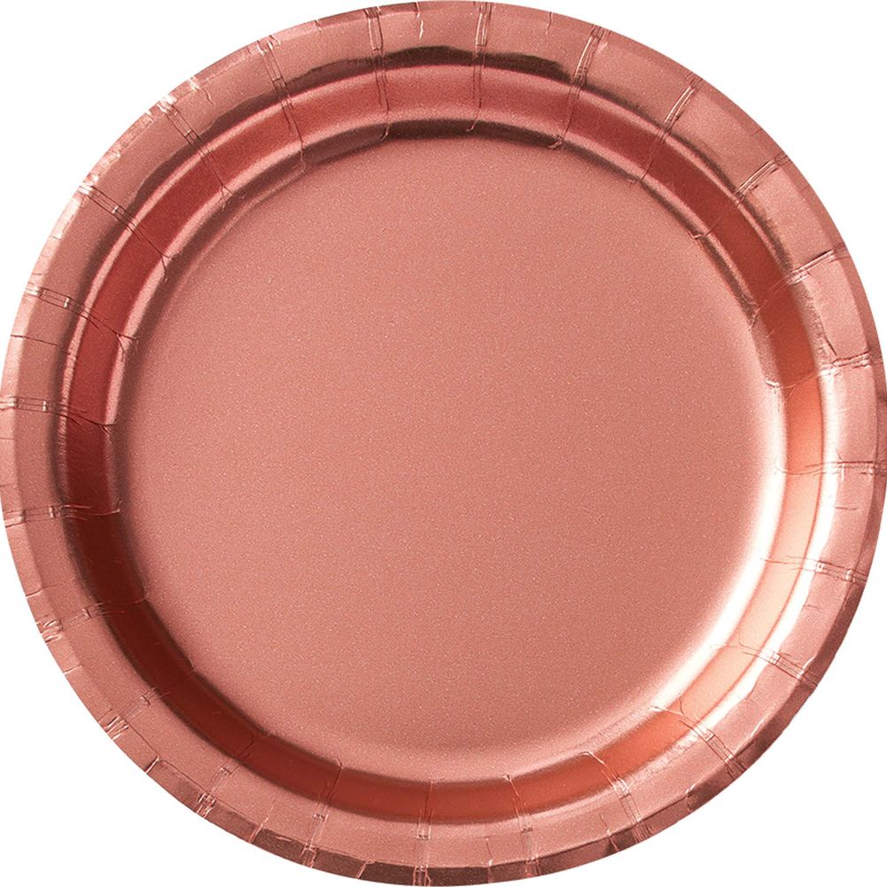 Metallic Rose Gold Dessert Plates, 8ct