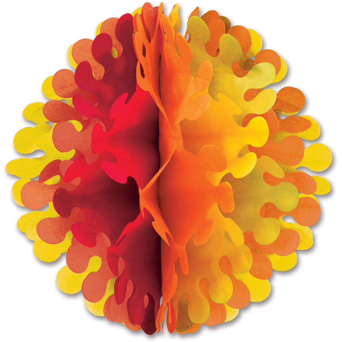 14" Gold, Orange & Red Flutter Tissue Ball