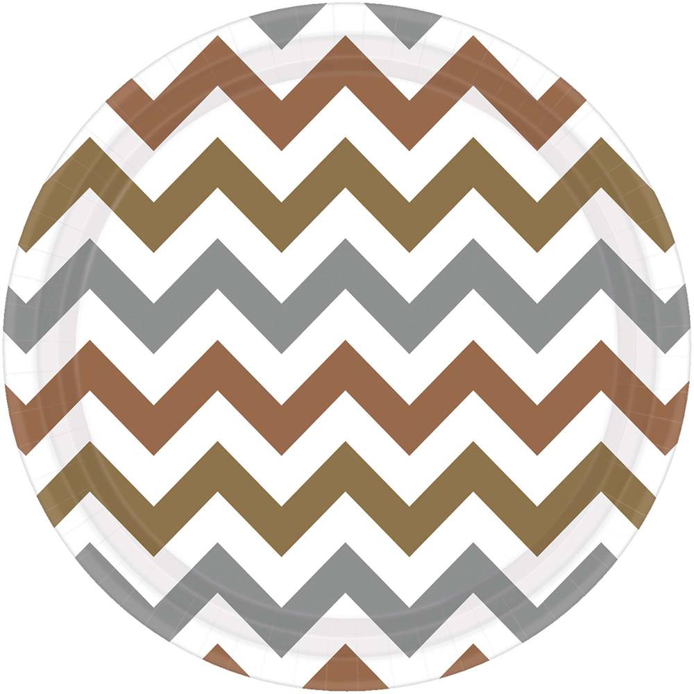 Mixed Metallic Chevron Dinner Plates (8ct)