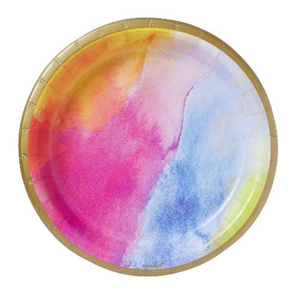 Watercolor Rainbow Lunch Plates, 8ct
