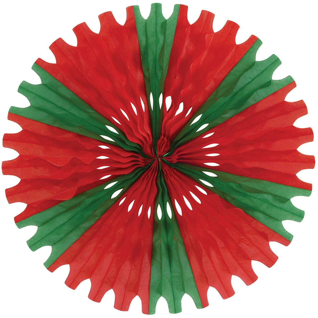 25" Red and Green Tissue Fan