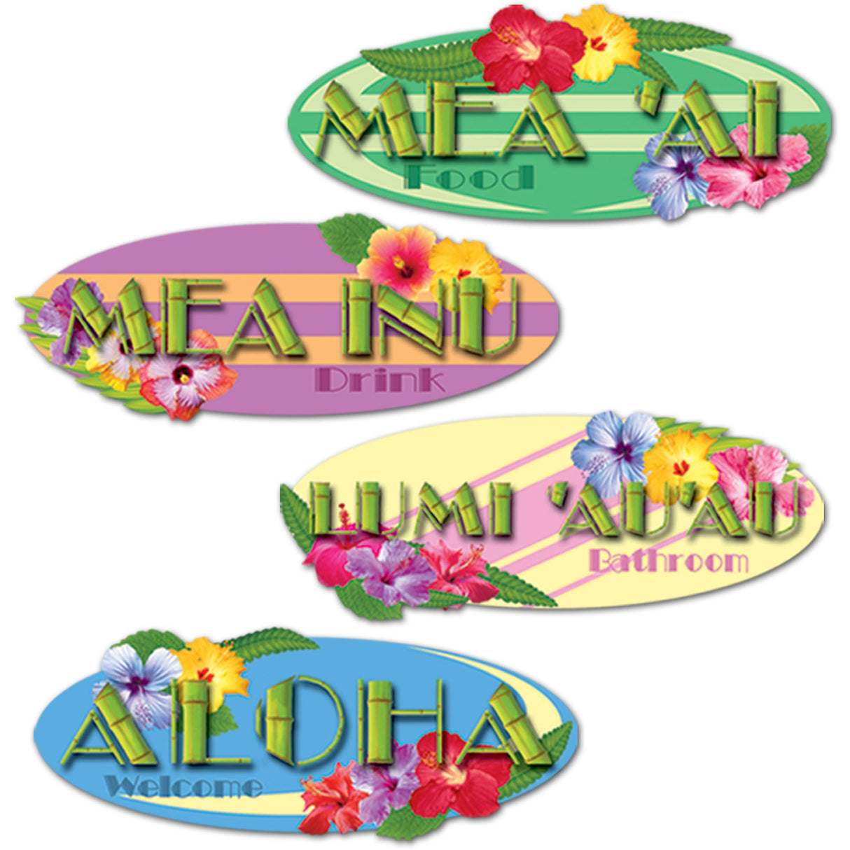 Hawaiian Sign Cutouts, 14" (4ct)