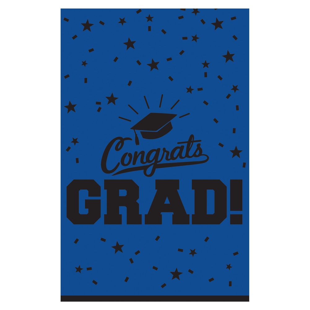 Congrats Grad Royal Blue Plastic Tablecover (1ct)