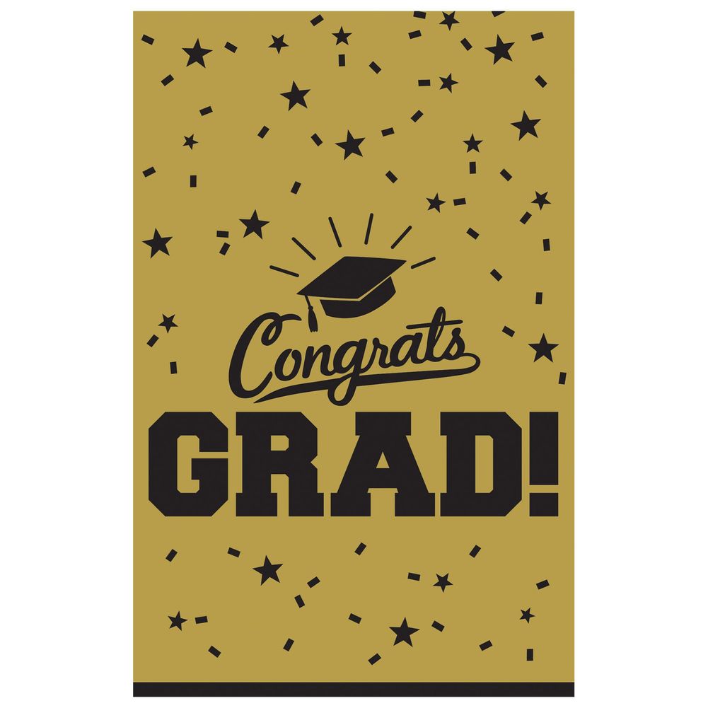 Congrats Grad Gold Plastic Tablecover