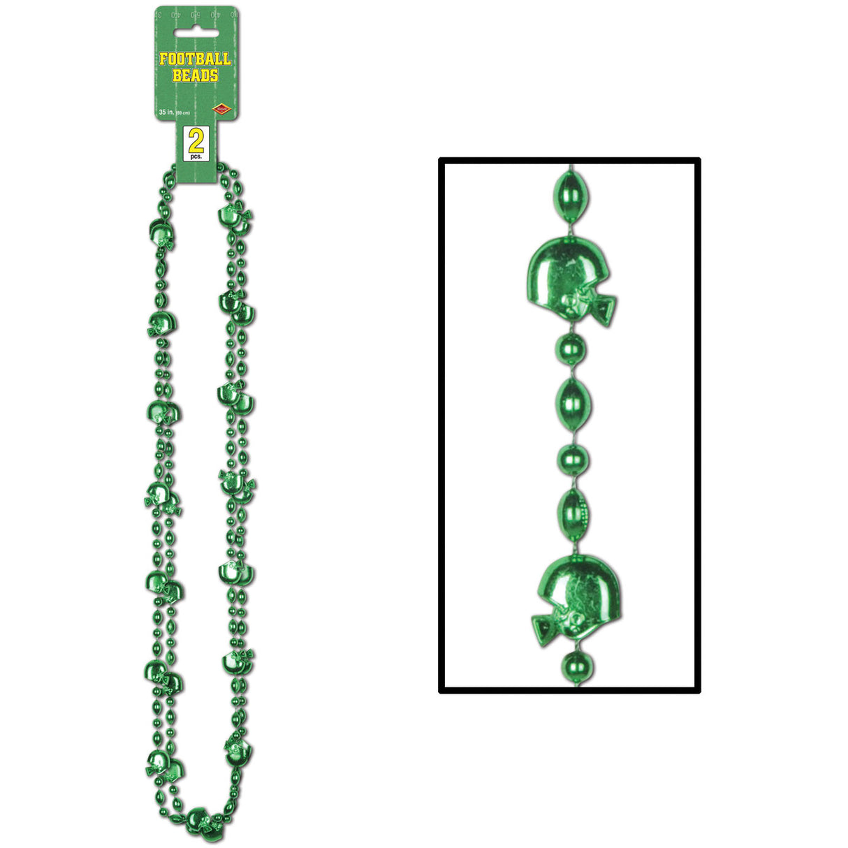Green Beads with Football Helmets