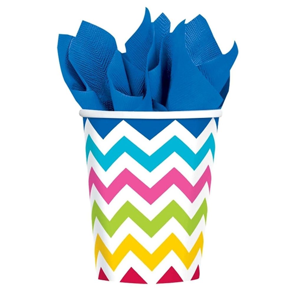 Rainbow Chevron 9oz Paper Cups (8ct)