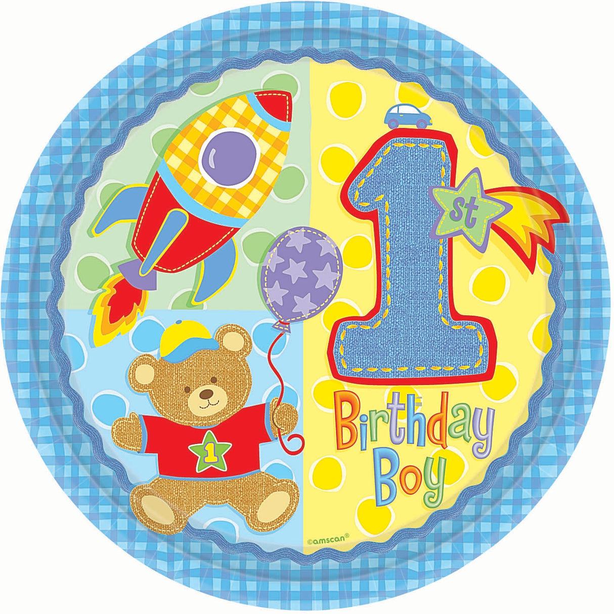 Hugs & Stitches Boy Banquet Plates (8ct)