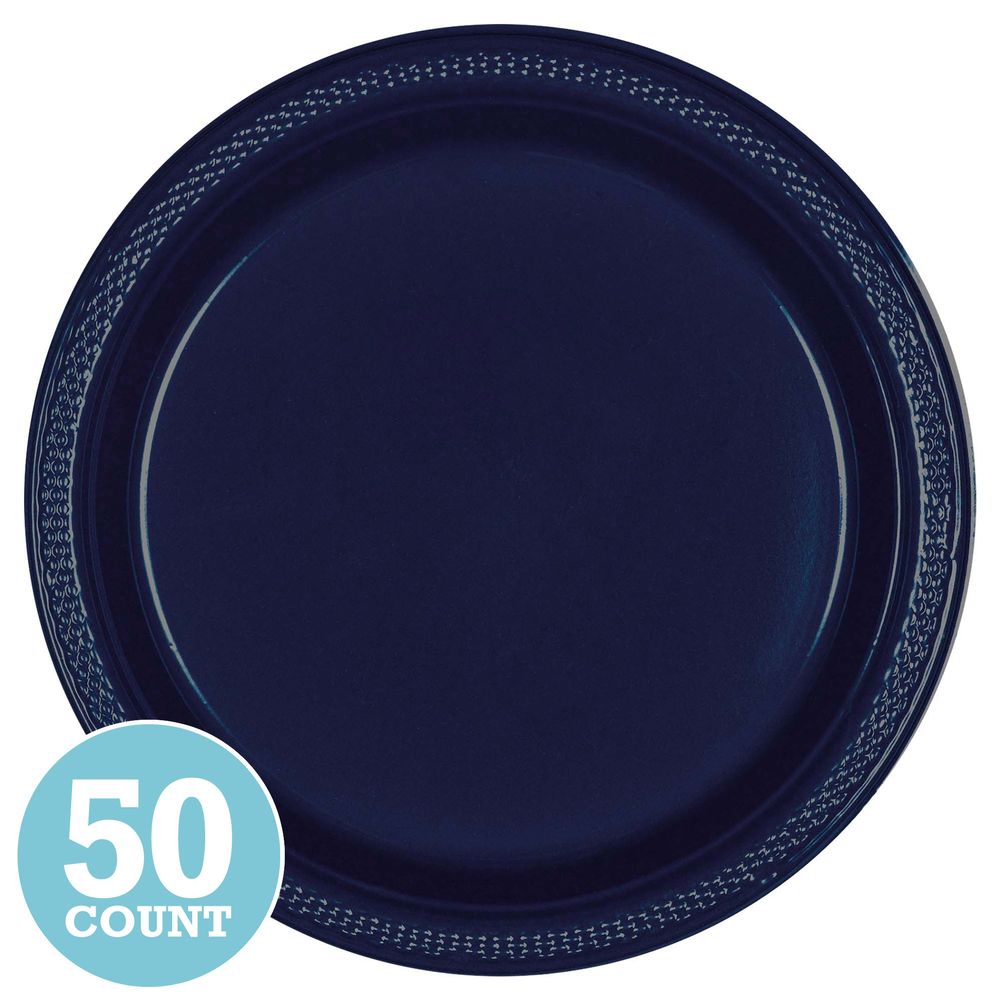 True Navy Plastic Banquet Plates (50ct)