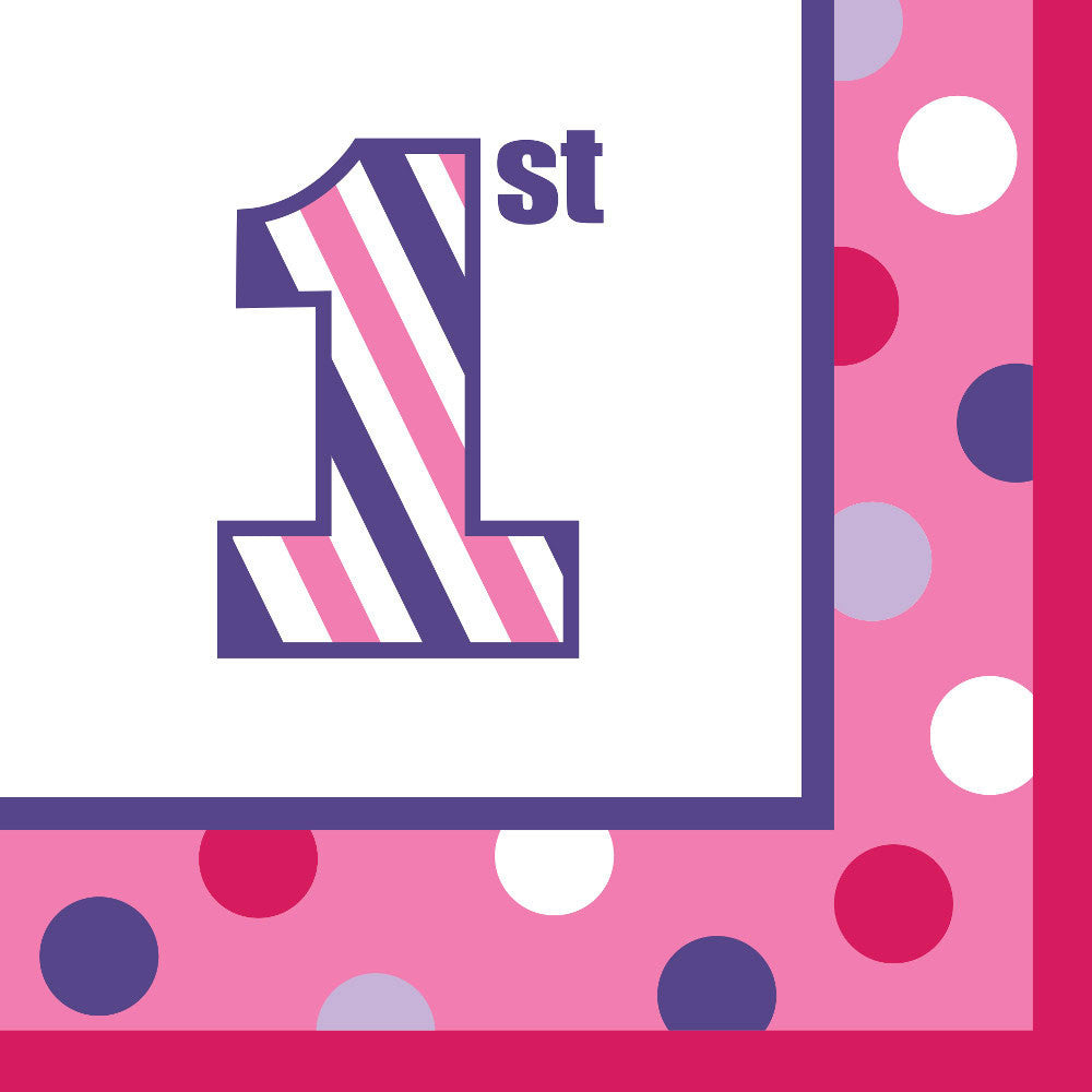 Sweet Stripes Girl Beverage Napkins (16ct)