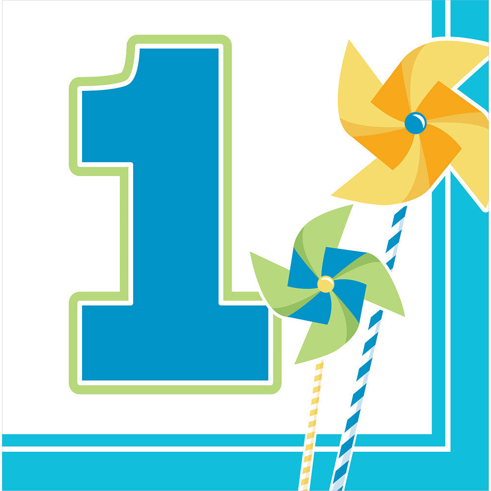 Turning One Boy 1st Birthday Luncheon Napkins (16ct)
