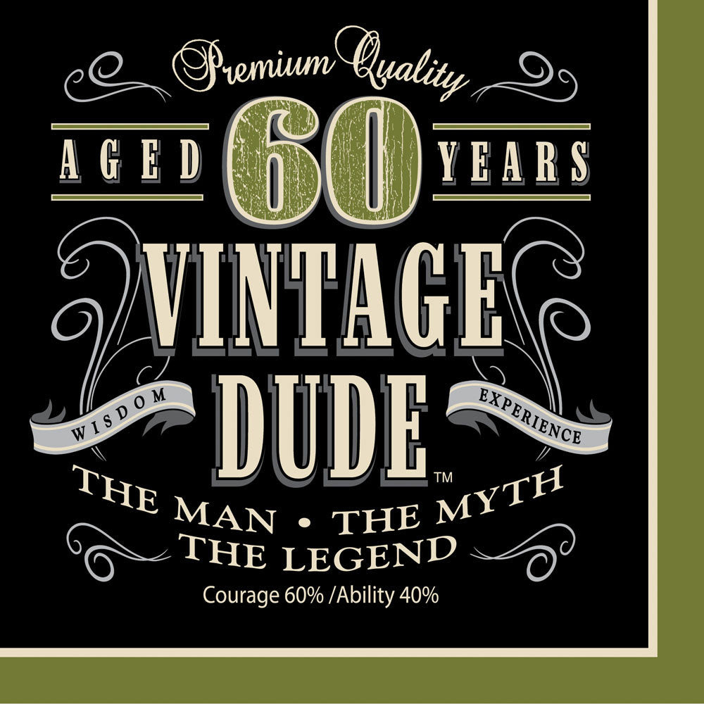 60 Vintage Dude Luncheon Napkins (16ct)