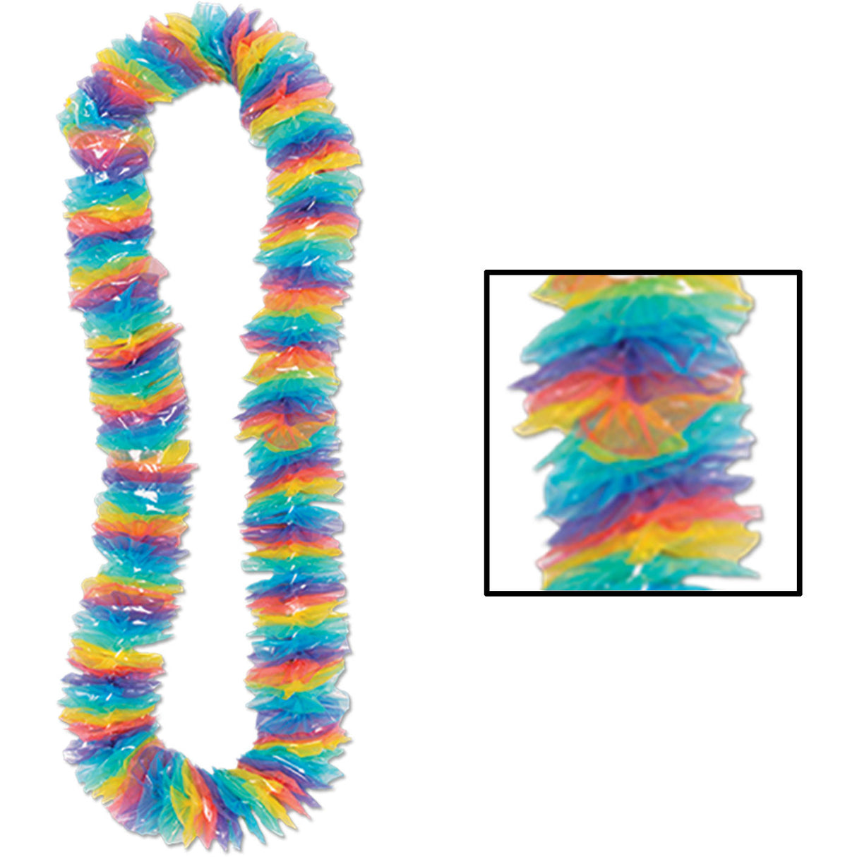 Floral-Color Ocean Breeze Poly Lei (4ct)