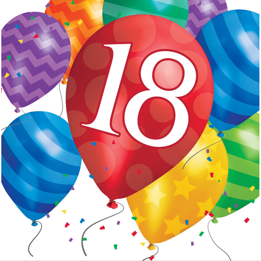 Balloon Blast 18th Birthday Luncheon Napkins (16ct)