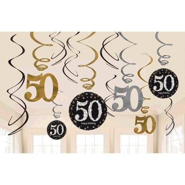 Sparkling Celebration 50 Hanging Swirls (12 ct)