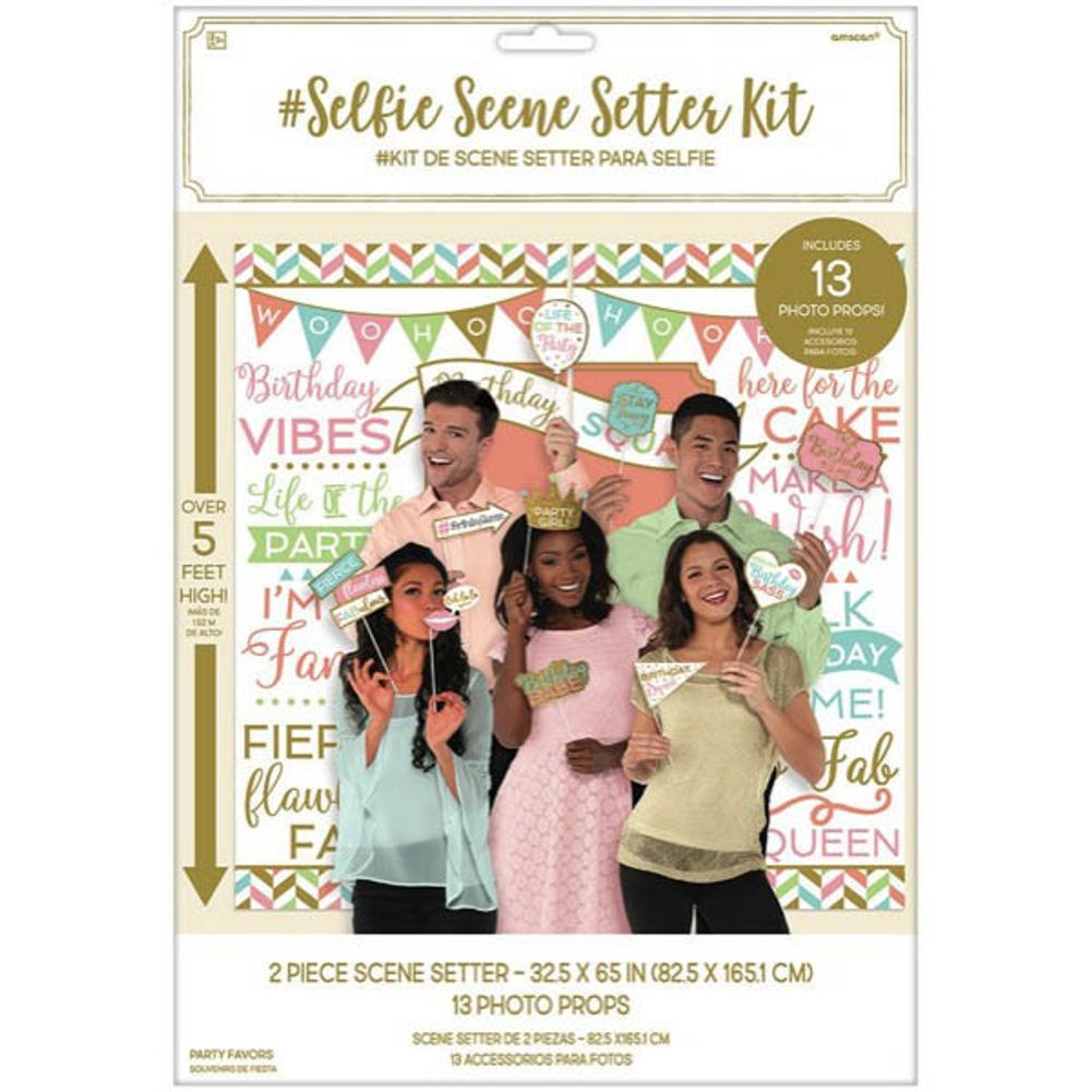 Confetti Fun Selfie Scene Setter w/ Photo Props With Glitter