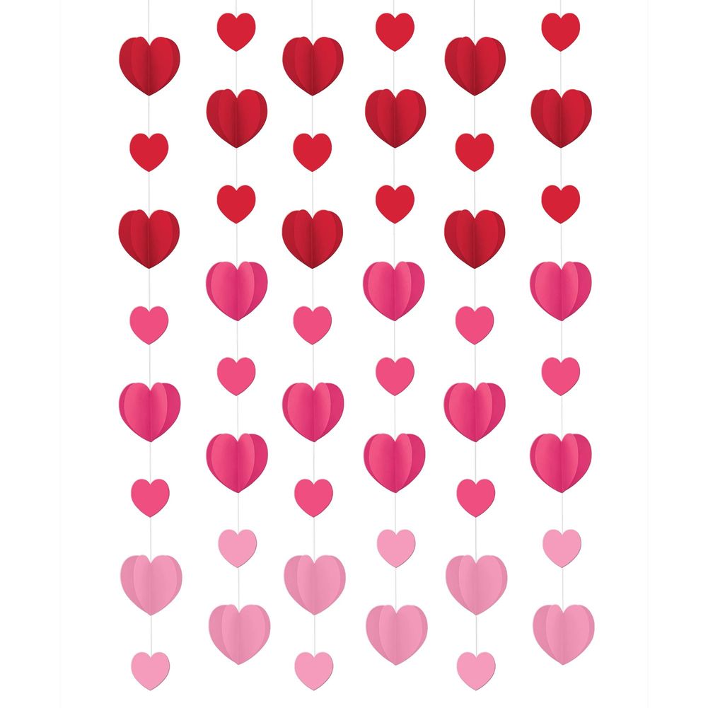 Dimensional Hearts String Decoration (6ct)