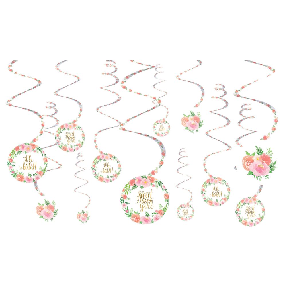 Floral Baby Hanging Swirls (12 ct)