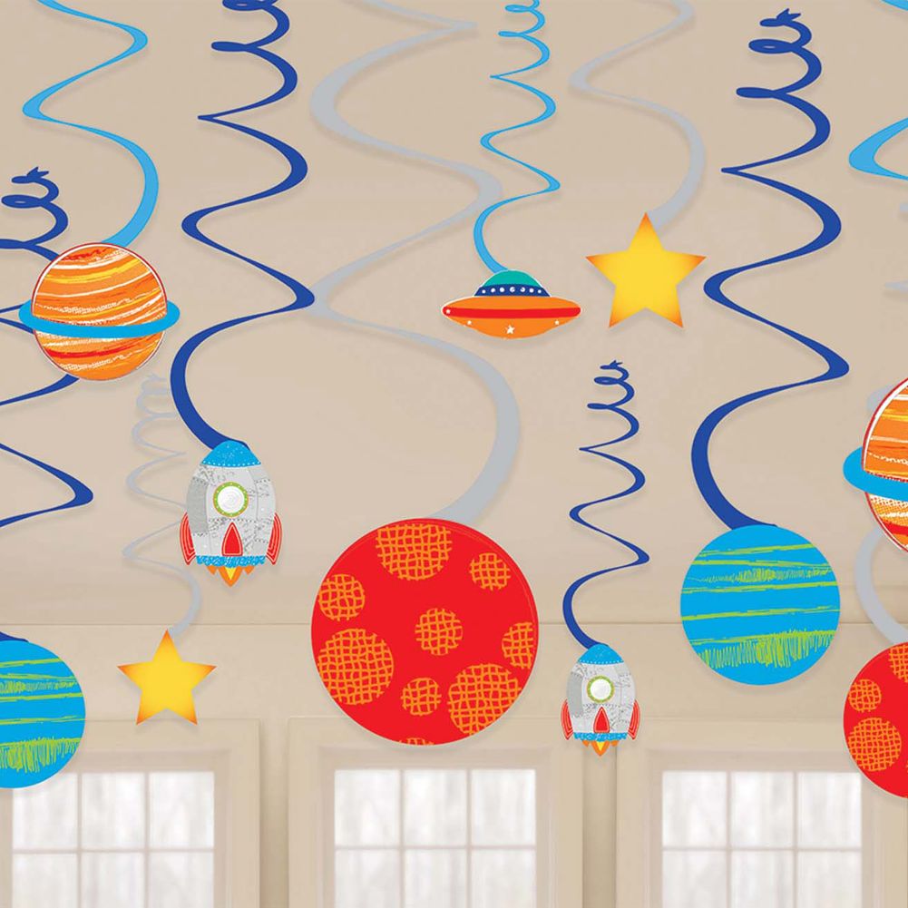 Blast Off Swirl Decorations, 12ct