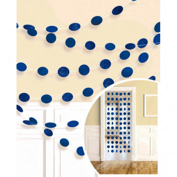 Royal Blue Round Glitter String Garlands, 6ct
