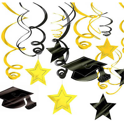 Yellow Graduation Hanging Swirl Decoration Mega Value Pack