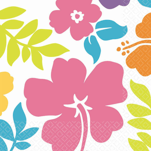 Hibiscus White Beverage Napkins (100ct)