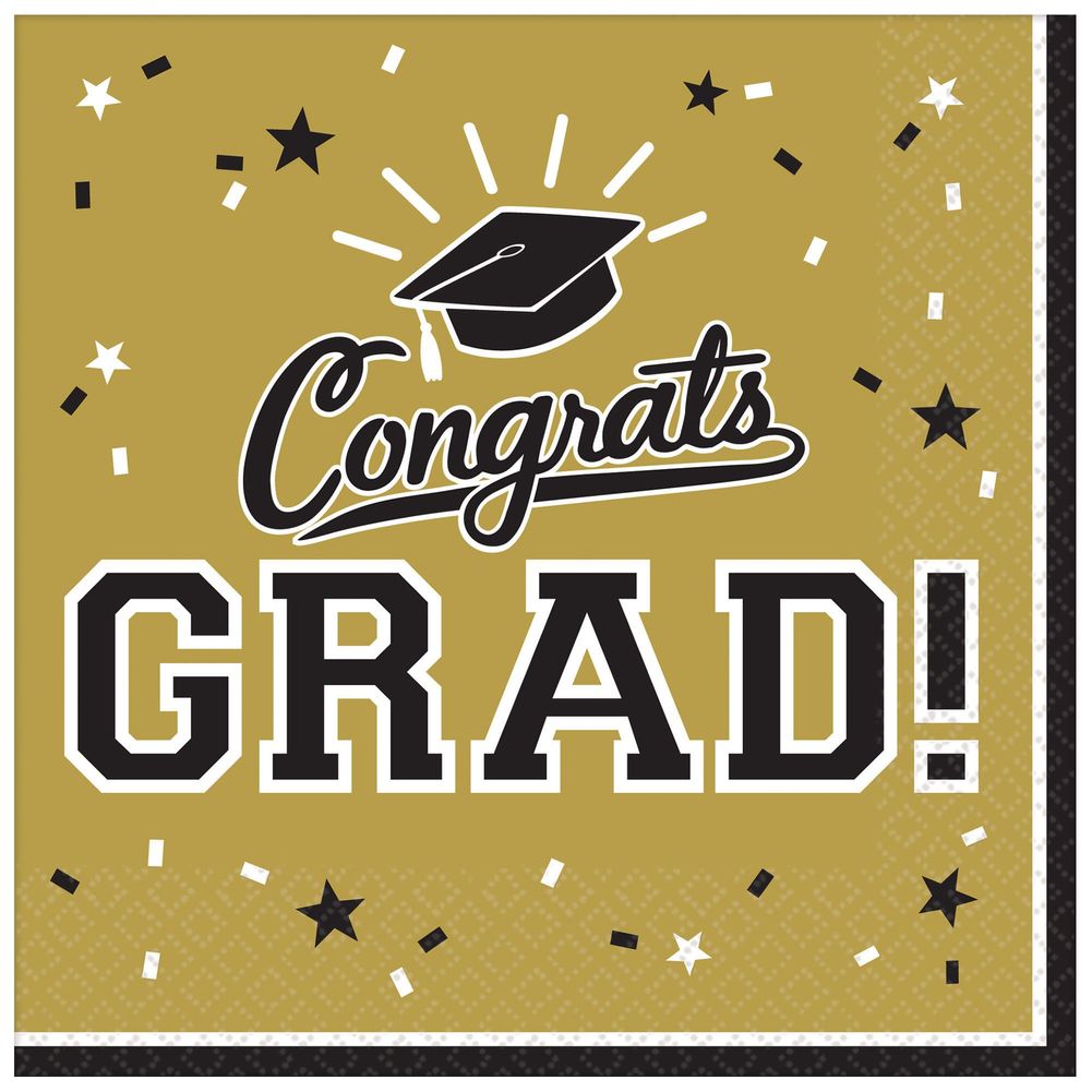 Congrats Grad Gold Beverage Napkins (36ct)