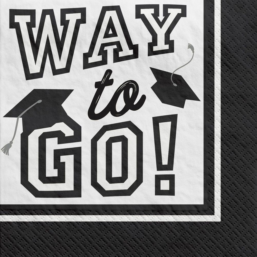 True To Your School Graduation Beverage Napkins White (40ct)