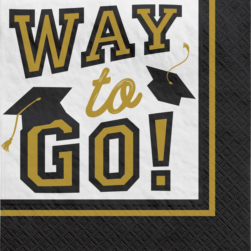 True To Your School Graduation Beverage Napkins Gold (40ct)