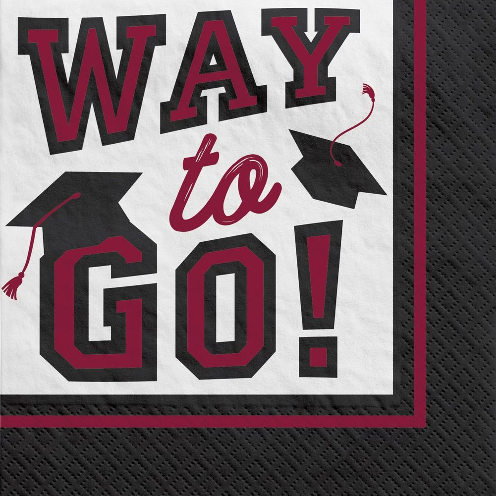 True To Your School Graduation Beverage Napkins Maroon (40ct)