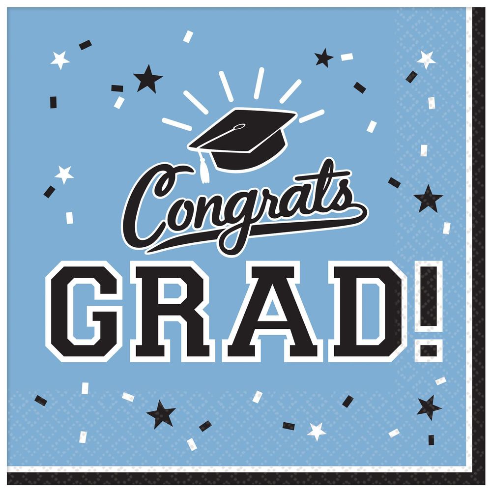 Congrats Grad Powder Blue Luncheon Napkins, 36ct