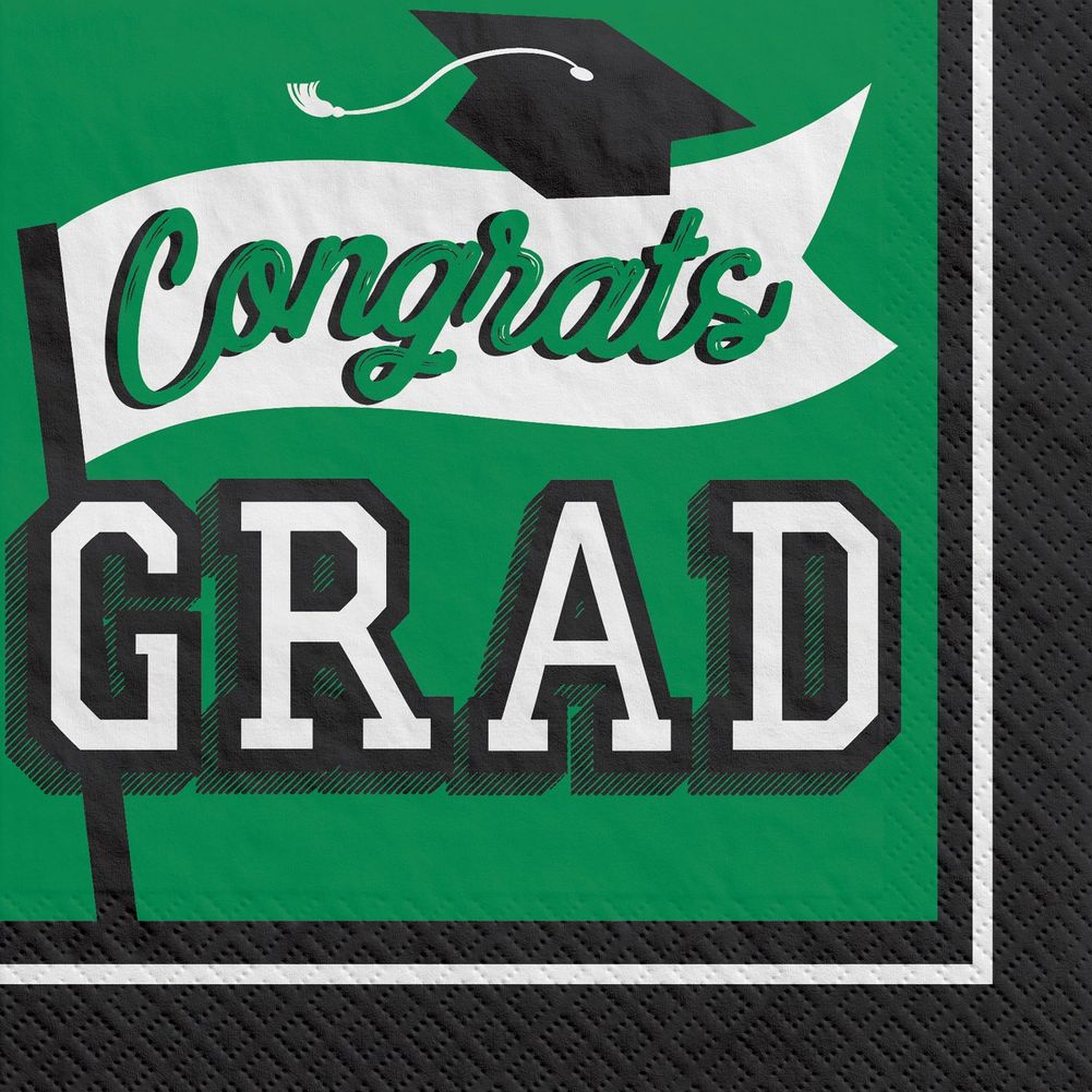 True To Your School Graduation Luncheon Napkins Green (40ct)