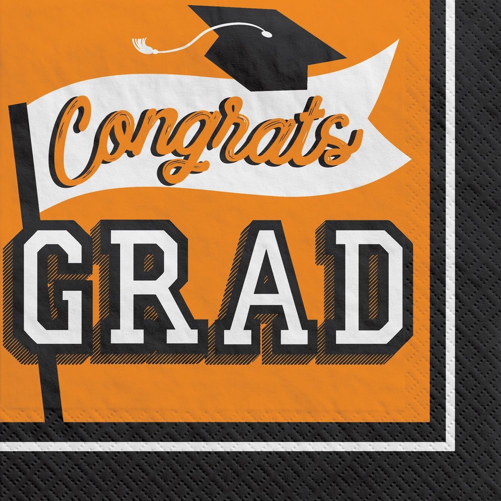 True To Your School Graduation Luncheon Napkins Orange (40ct)
