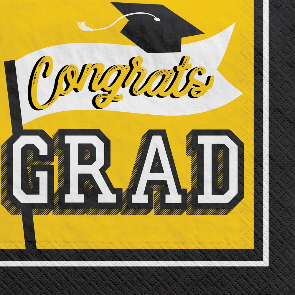 True To Your School Graduation Luncheon Napkins Yellow (40ct)