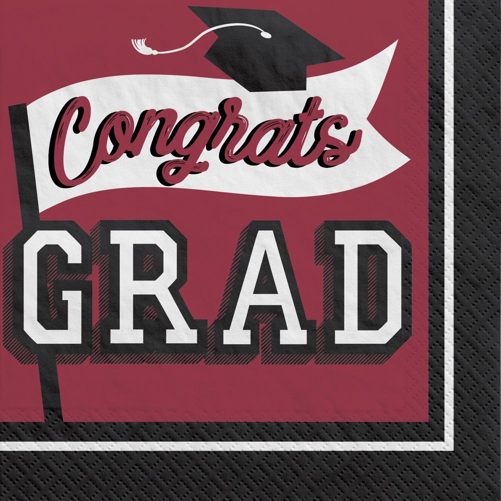 True To Your School Graduation Luncheon Napkins Maroon (40ct)