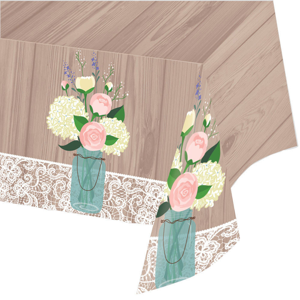 Rustic Wedding Plastic Tablecover