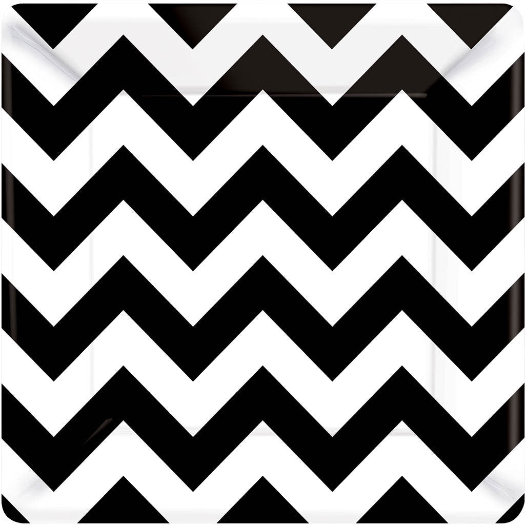 Black & White Chevron Dessert Plates (18ct)