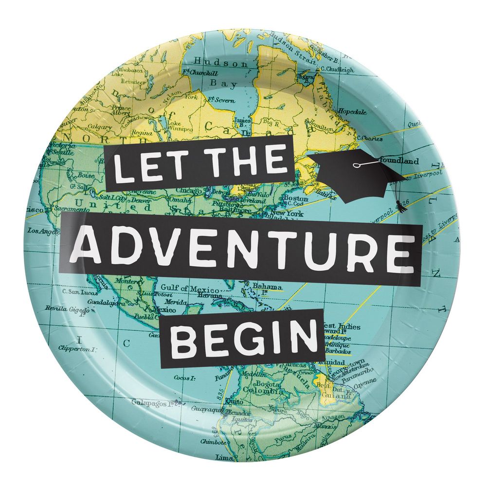 Graduation The World Awaits 7" Round Plates (18ct)