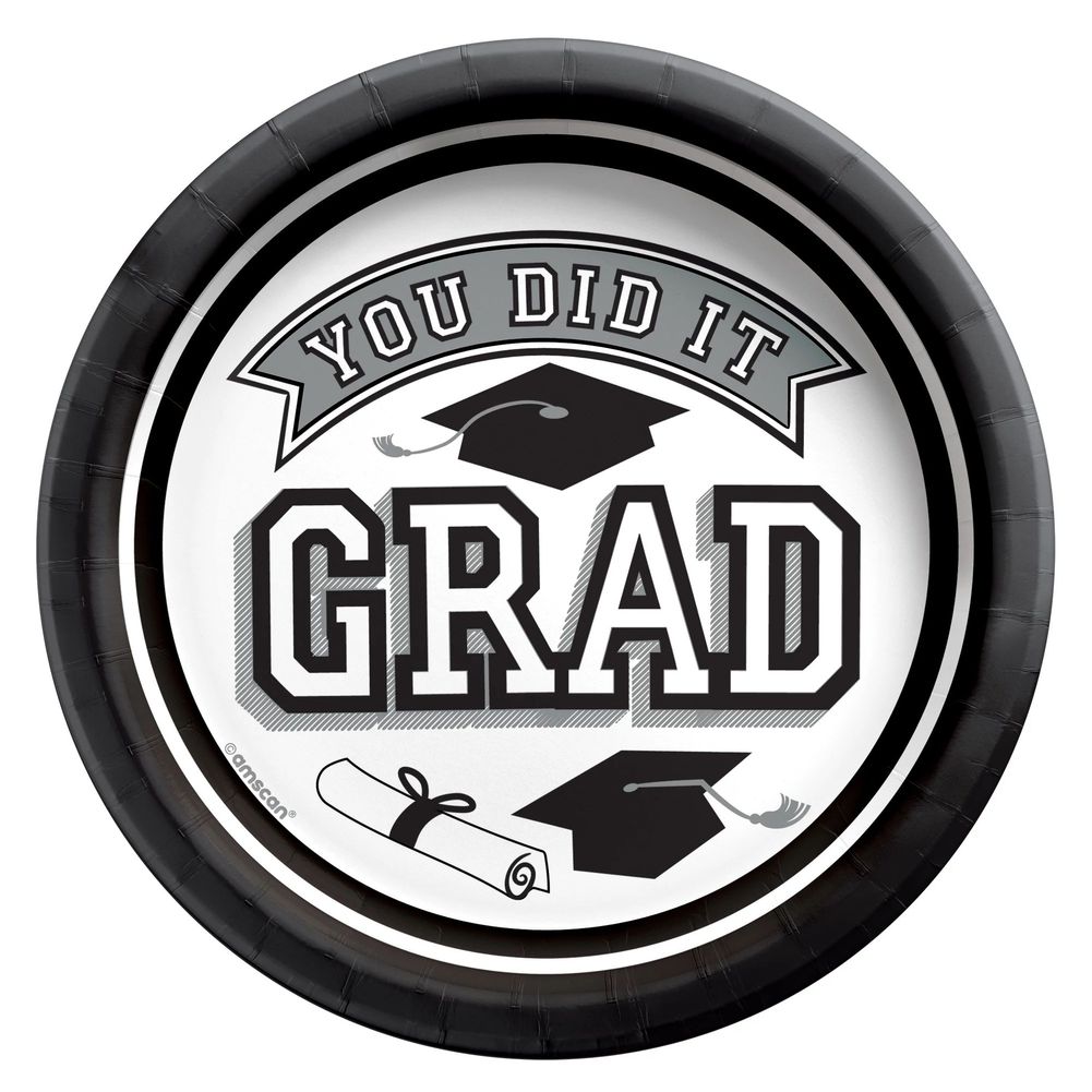 True To Your School Graduation 6.75" Round Plates White (20ct)