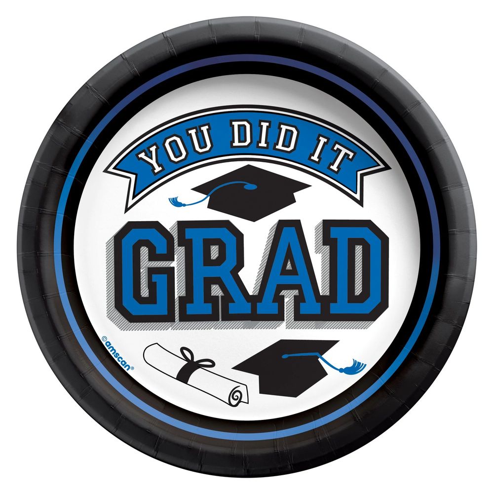 True To Your School Graduation 6.75" Round Plates Royal Blue (20ct)