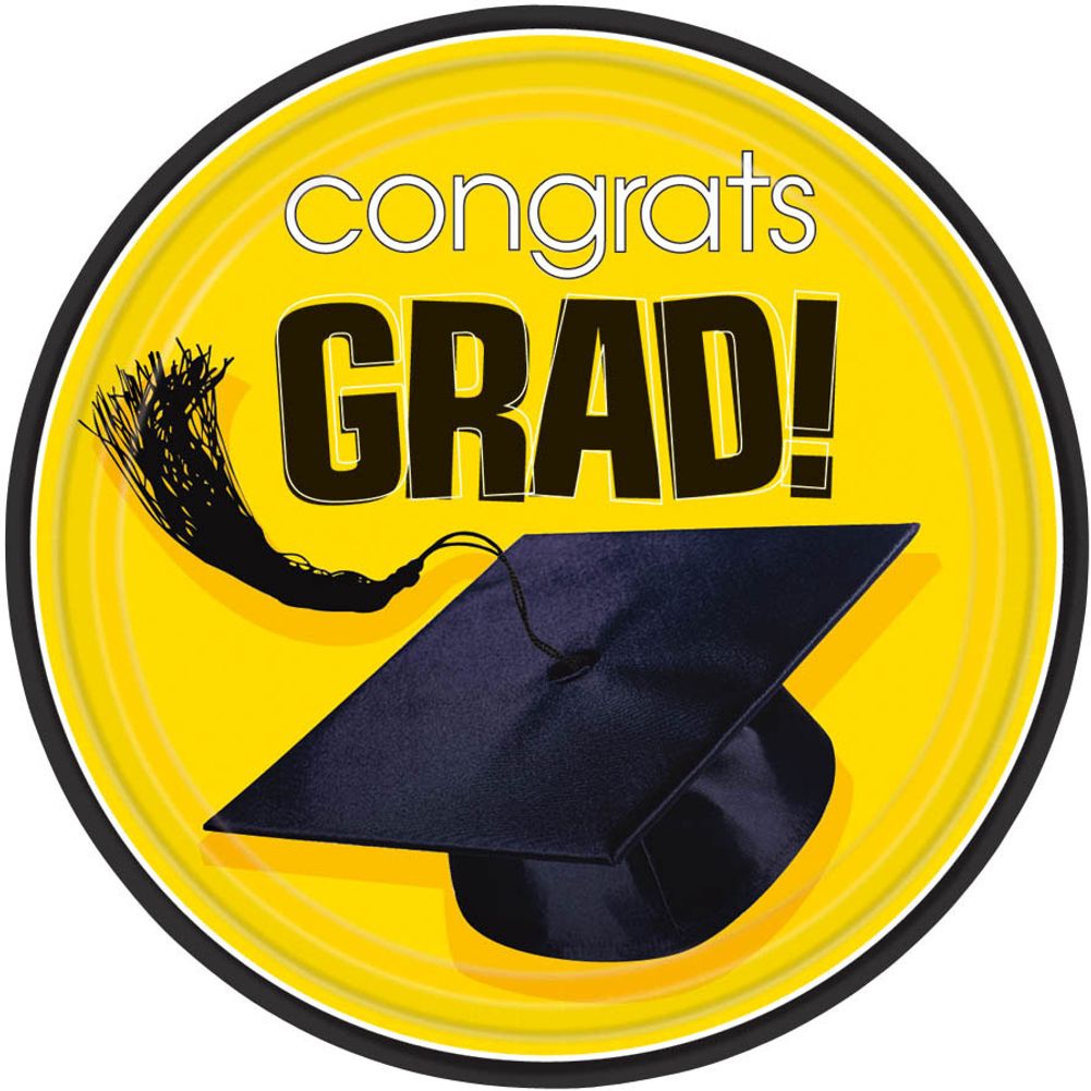 Congrats Grad Yellow Dessert Plates (18ct)