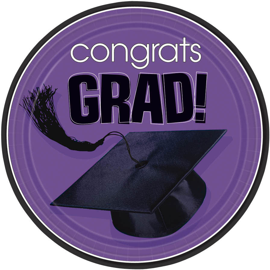 Congrats Grad Purple Dessert Plates (18ct)