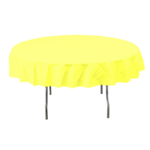 Light Yellow Round Plastic Tablecover