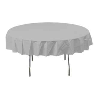 Silver Round Plastic Tablecover
