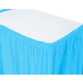 Caribbean Blue Tableskirt Plastic 14' X 29