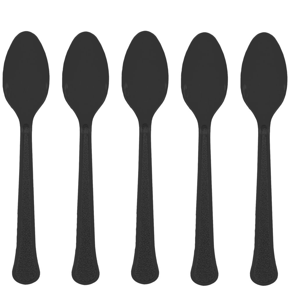 Jet Black Heavy Weight Plastic Spoons (20ct)