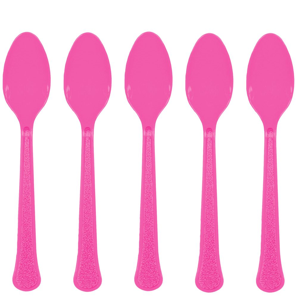 Bright Pink Heavy Weight Plastic Spoons (20ct)