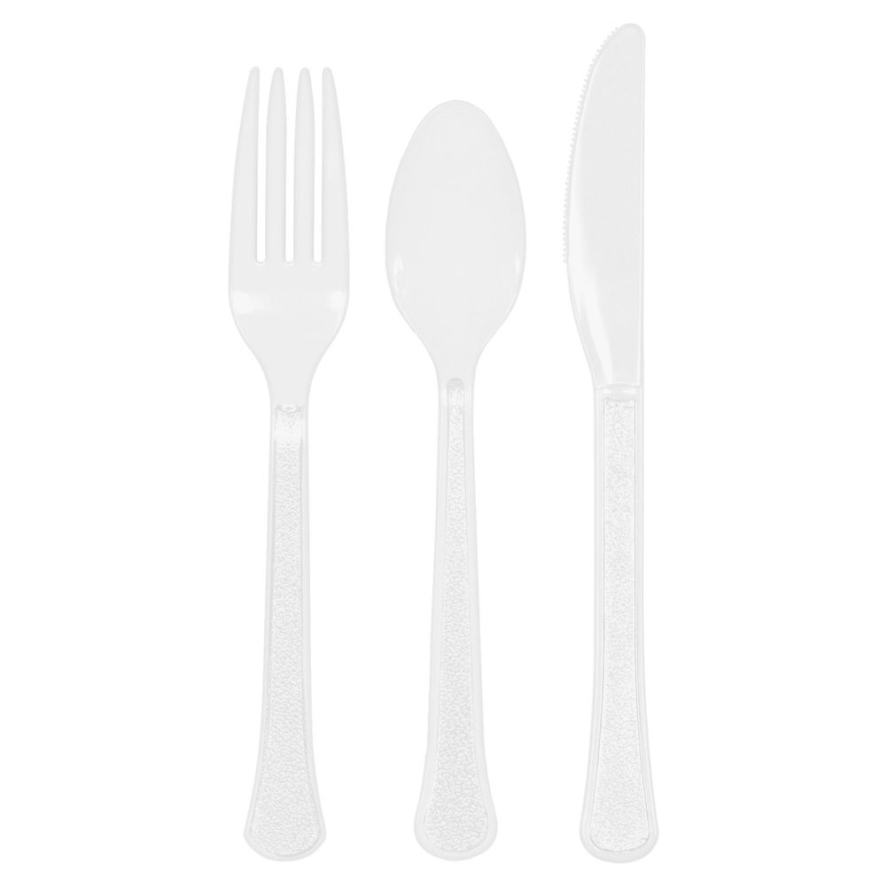 Frosty White Heavy Weight Assorted Plastic Cutlery (24ct)