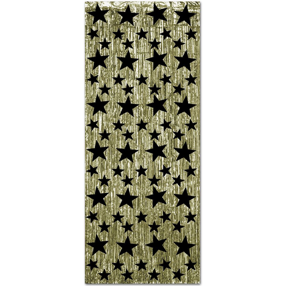 Gleam 'N Curtain Gold with Black Stars